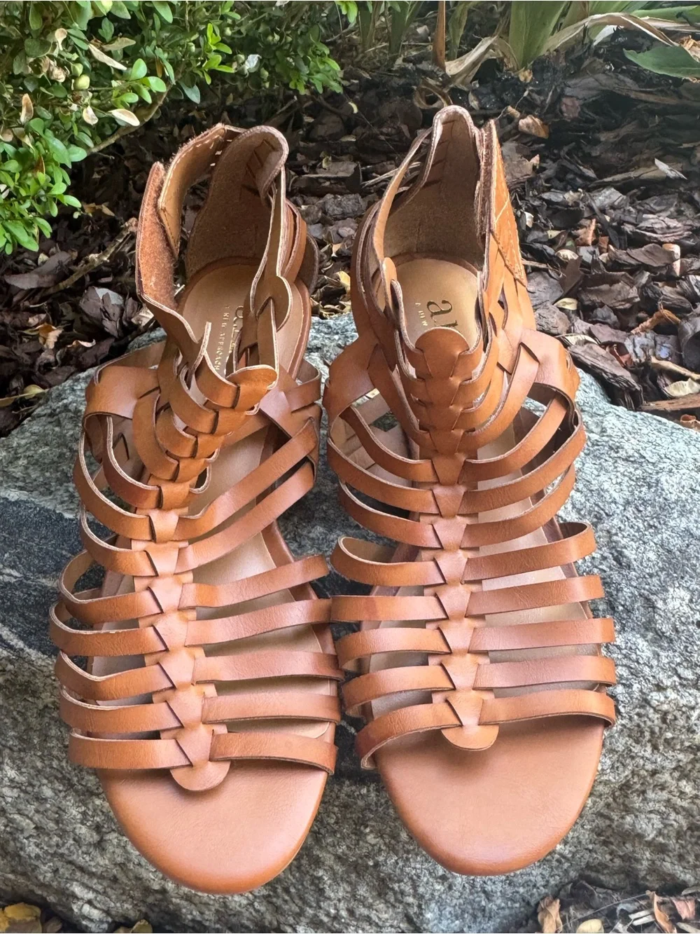 a.n.a Cognac Strappy Wedge Sandals 6.5 nwot - Picture 3 of 6